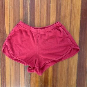 Brandy Melville Red Thermal Shorts